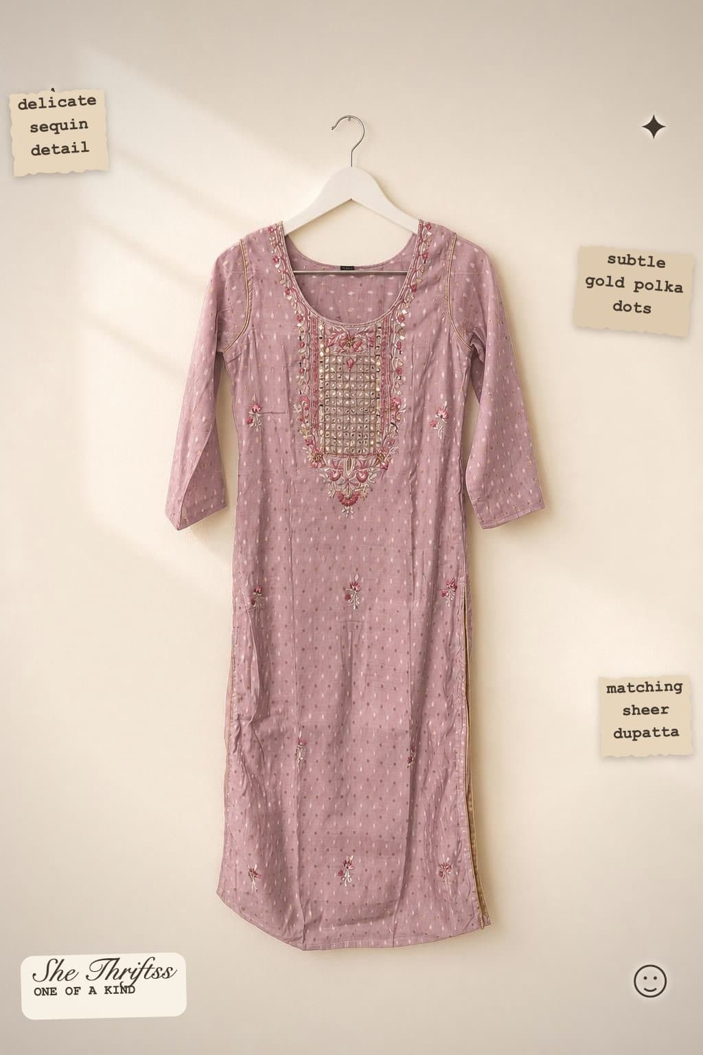 3 Piece Pink embroidered kurta set