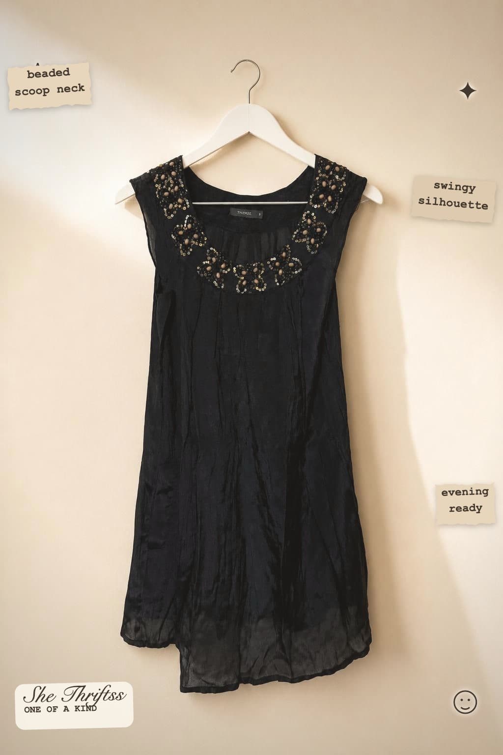 Black beaded silk dress