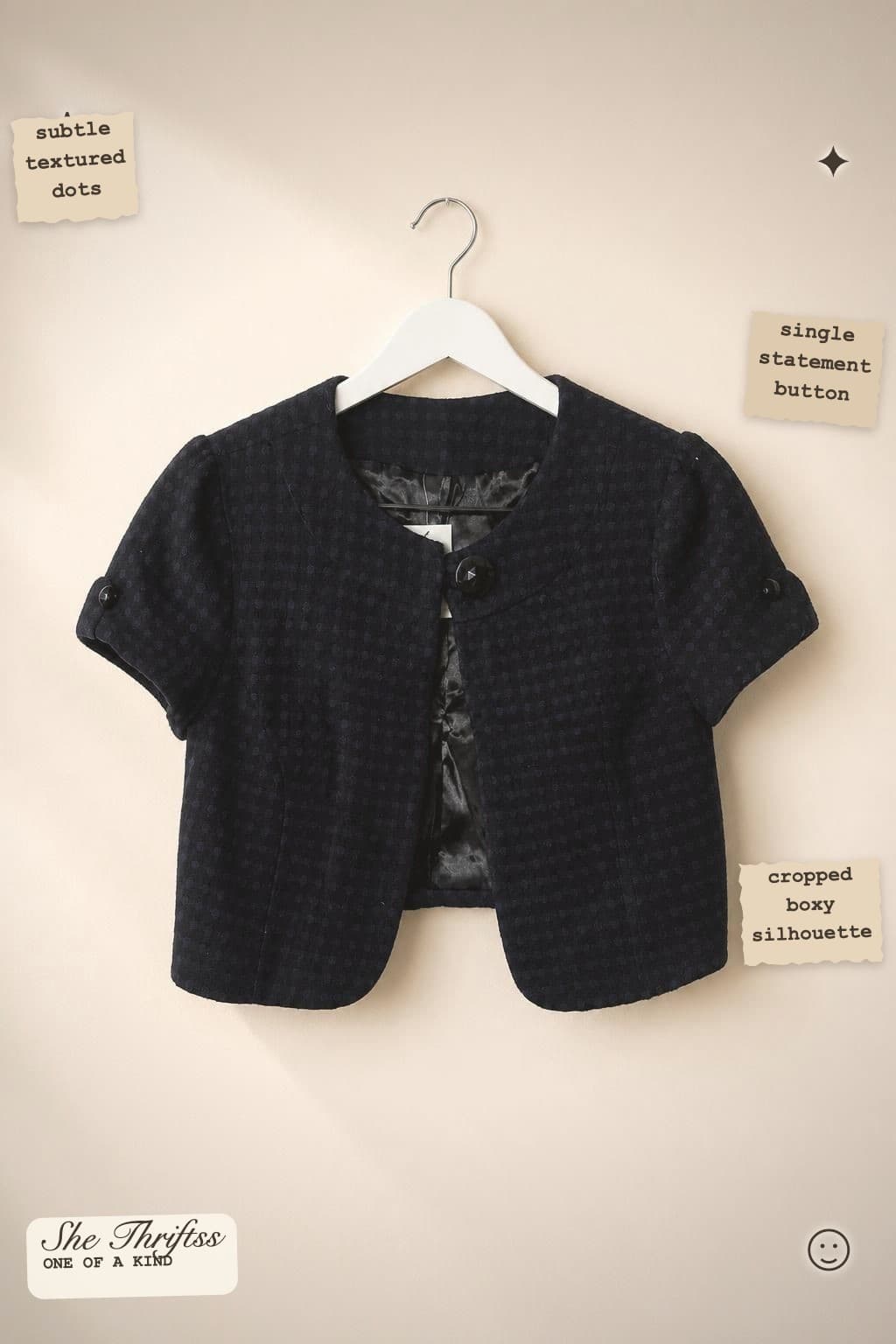 Black cropped button jacket