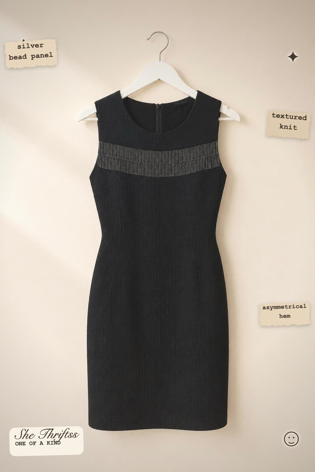 Black textured sleeveless dress