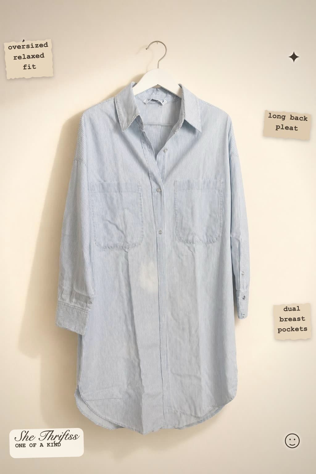 Blue pinstripe oversized shirt