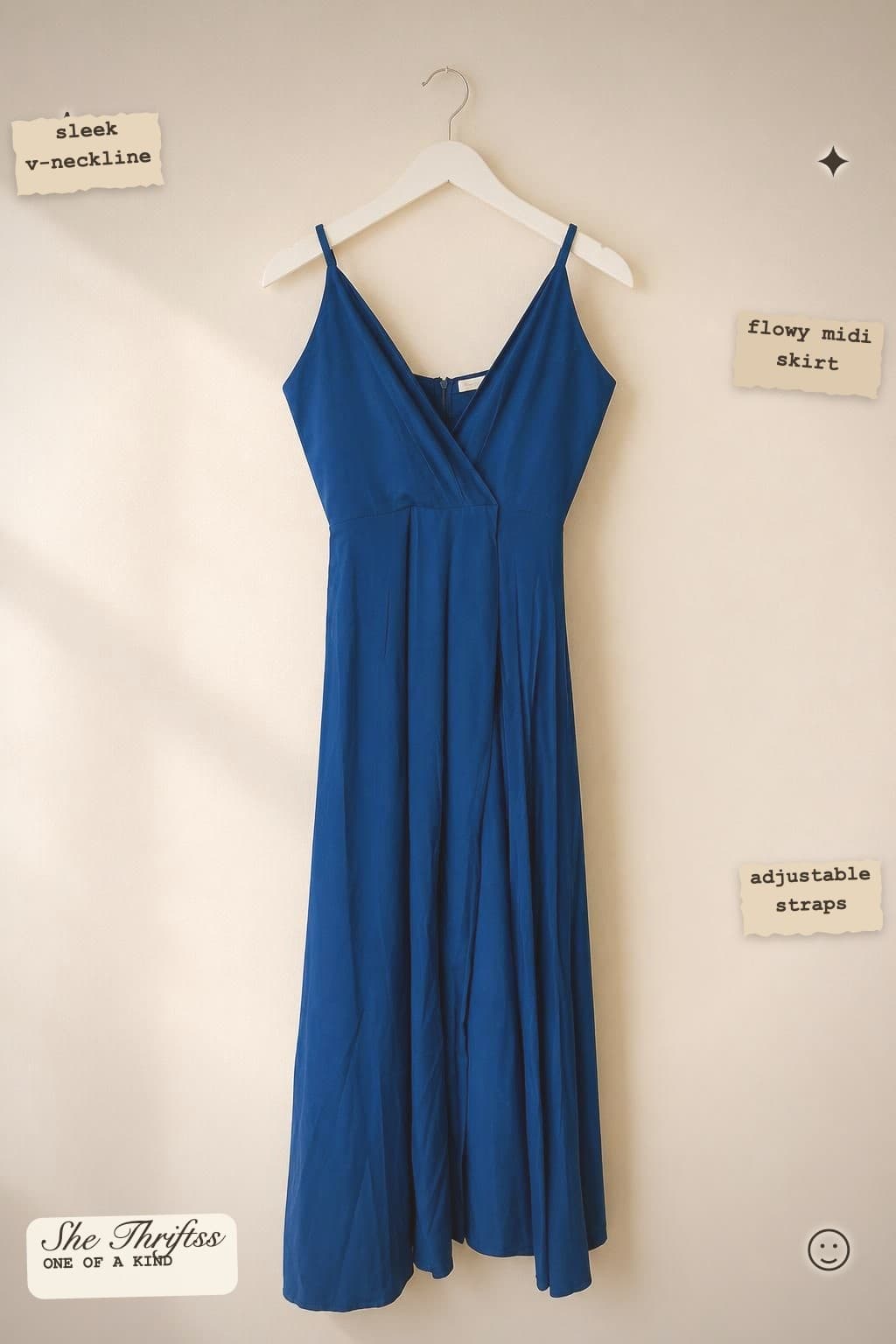 Blue sleeveless midi dress