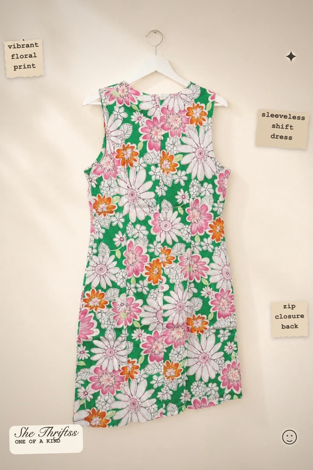 Bright floral shift dress