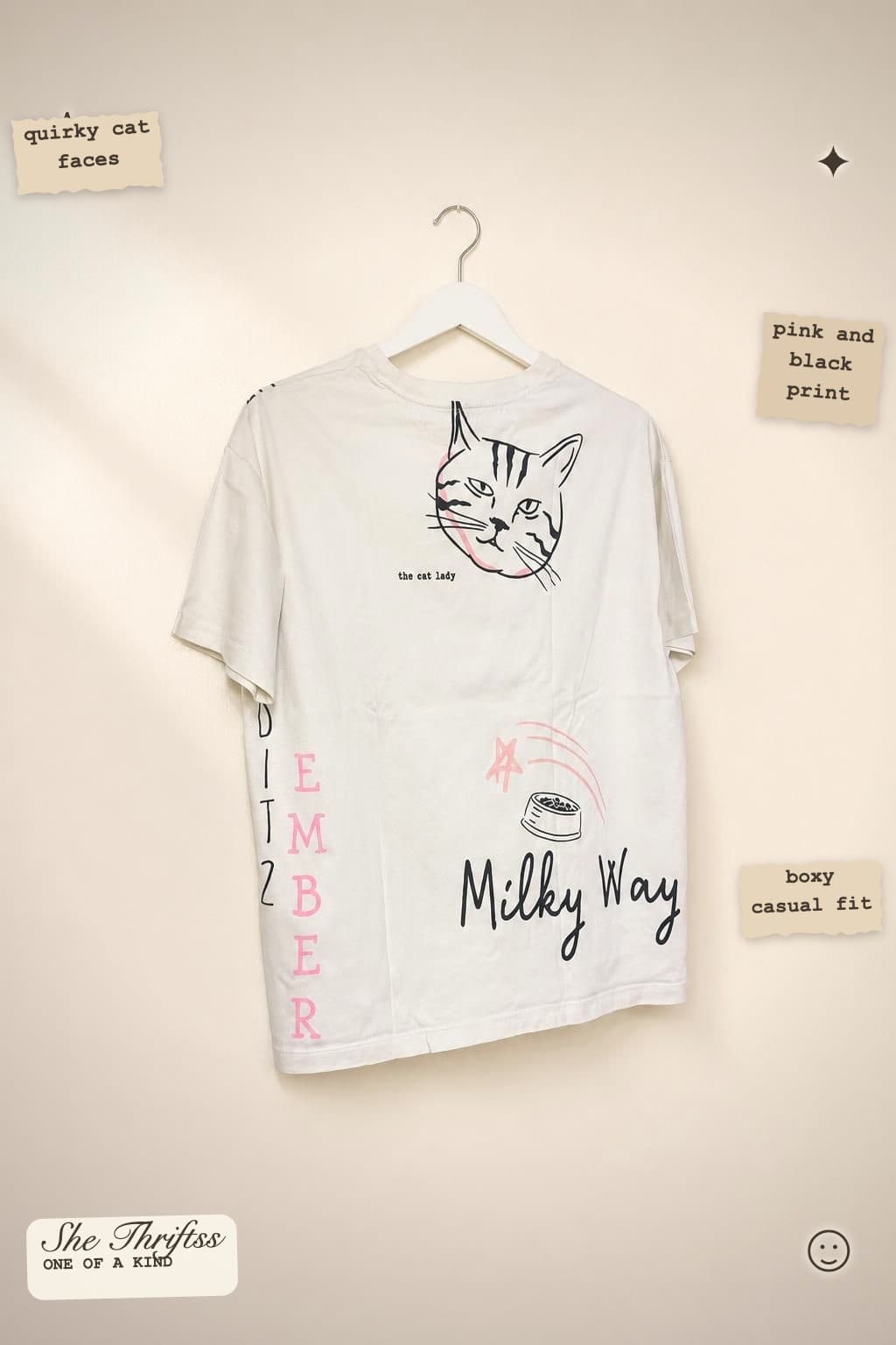 Cat faces graphic oversized tee