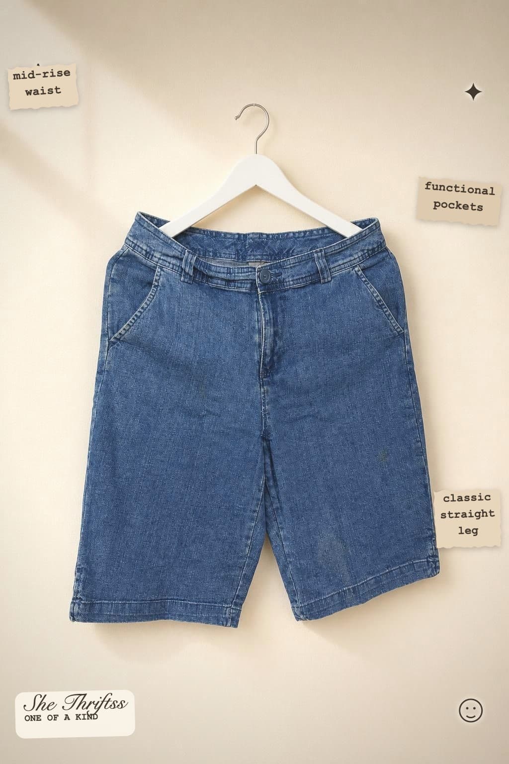 Classic mid-length denim shorts