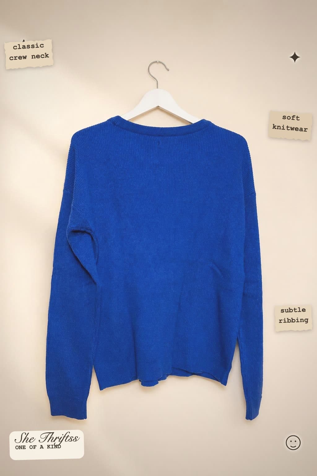 Cobalt blue crew neck knit relaxed fit