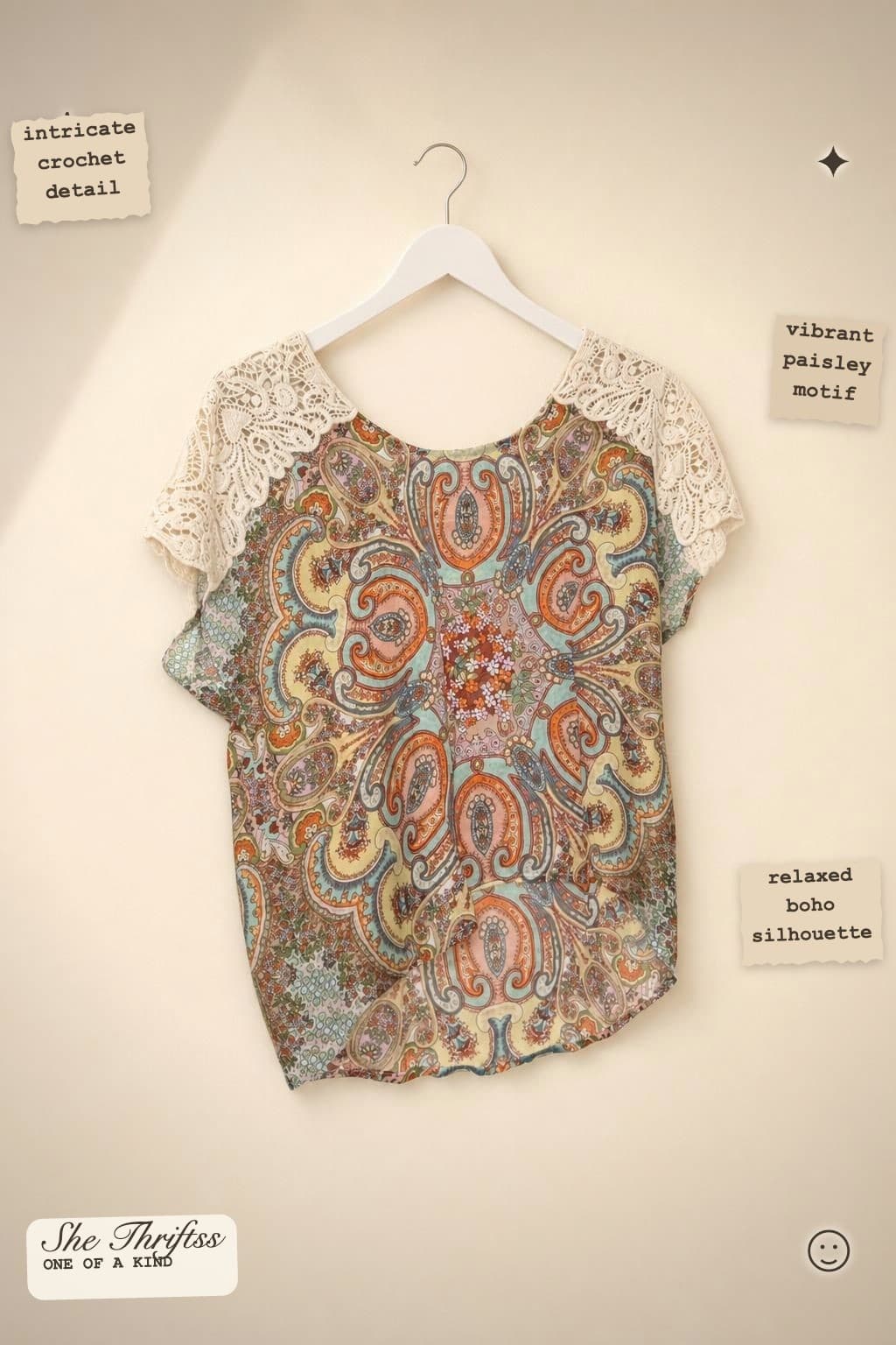 Crochet sleeve boho top
