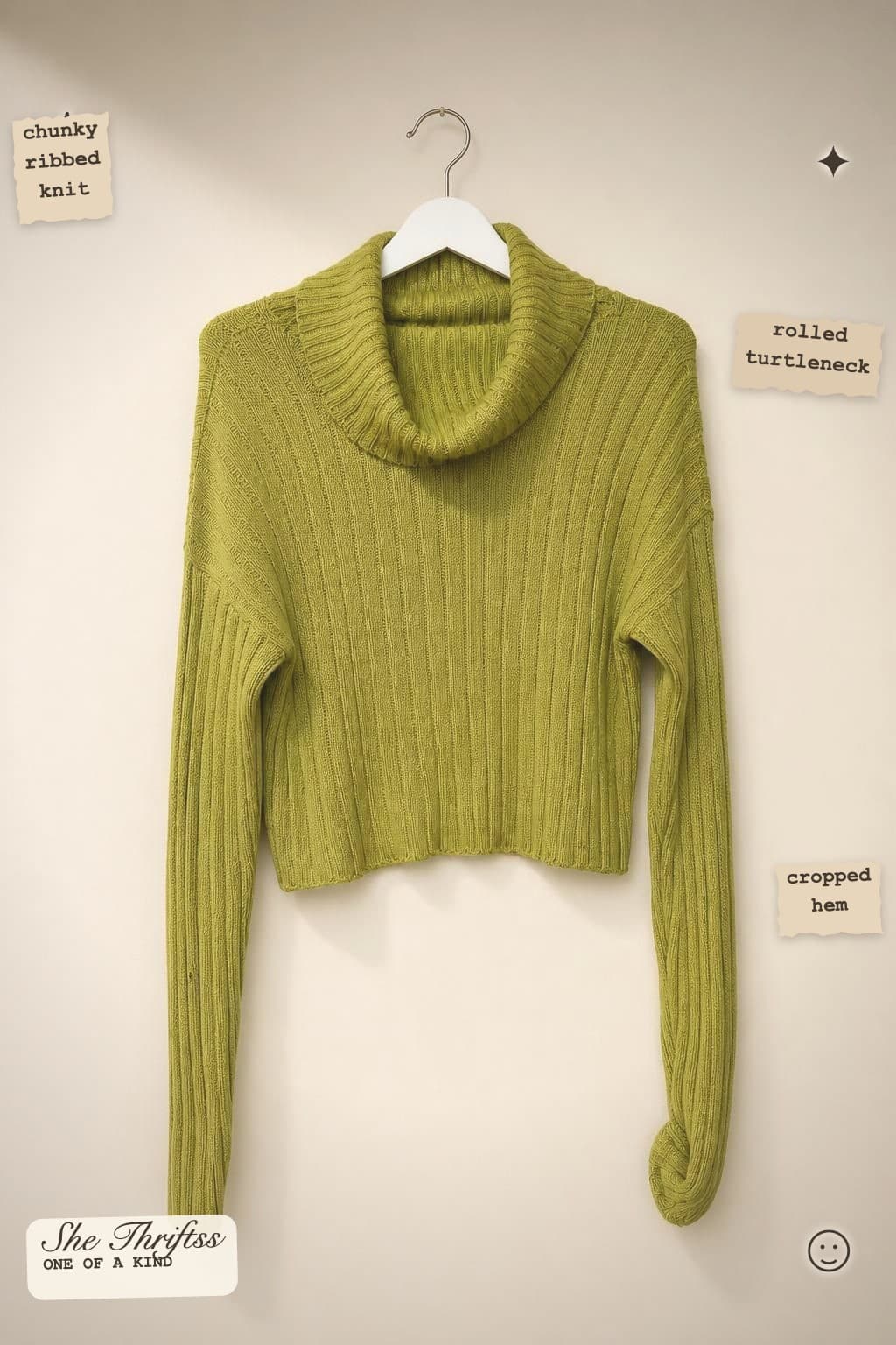 Cropped ribbed turtleneck knit