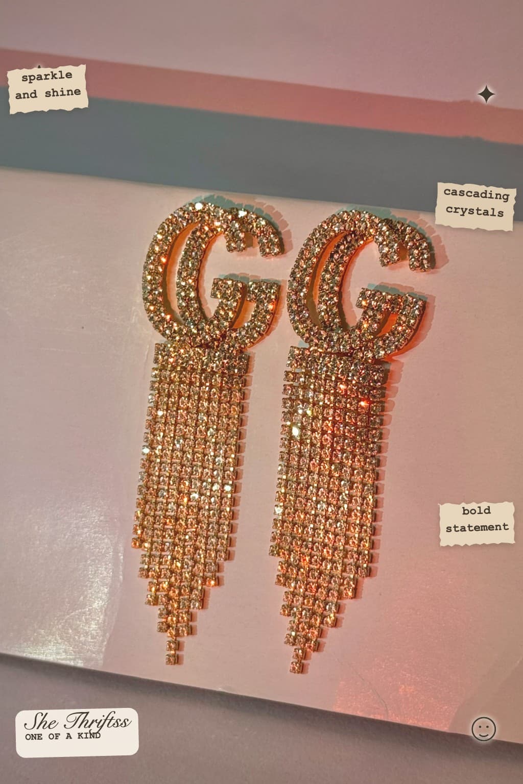 Crystal Gold Gucci Dupe Earrings