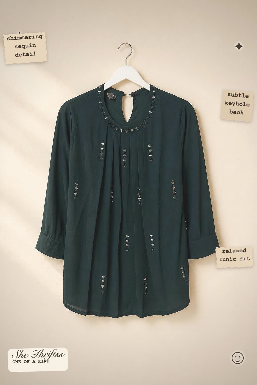 emerald tunic with sequins