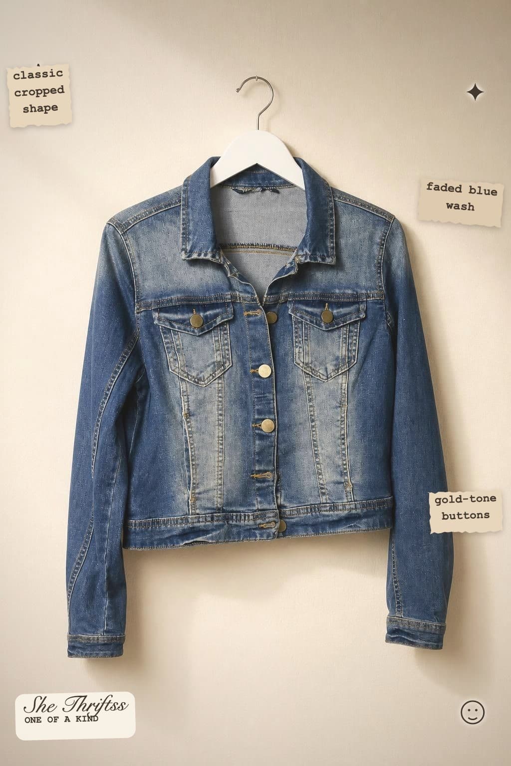 Faded cropped denim jacket