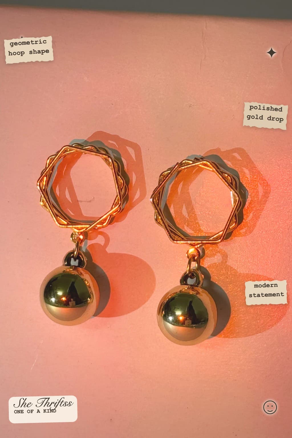 Geometric Gold Drop Earrings