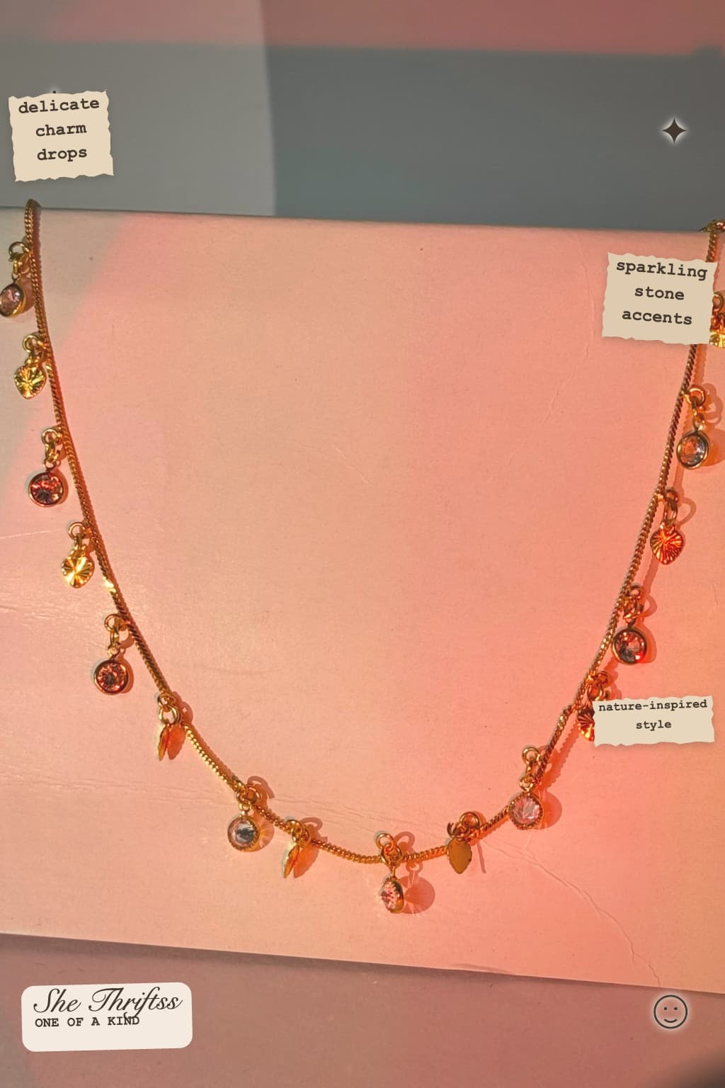 Gold charm dainty necklace