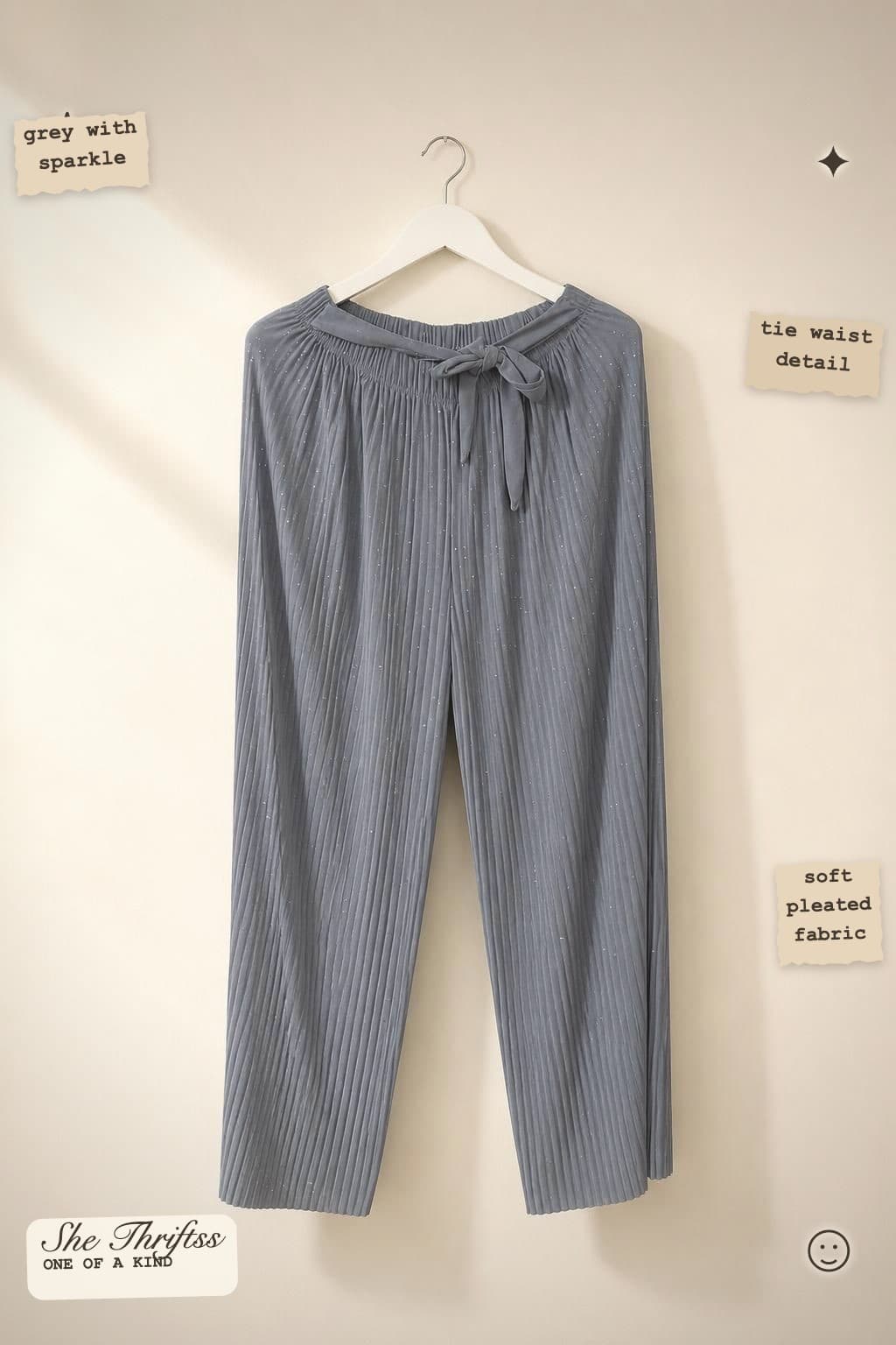 Grey pleated lounge trousers