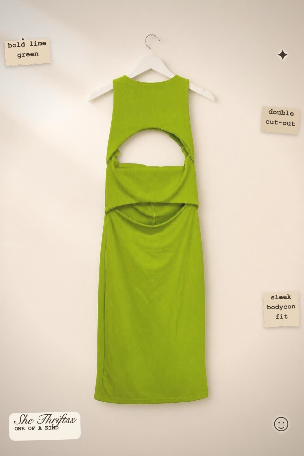 Lime cut-out midi dress