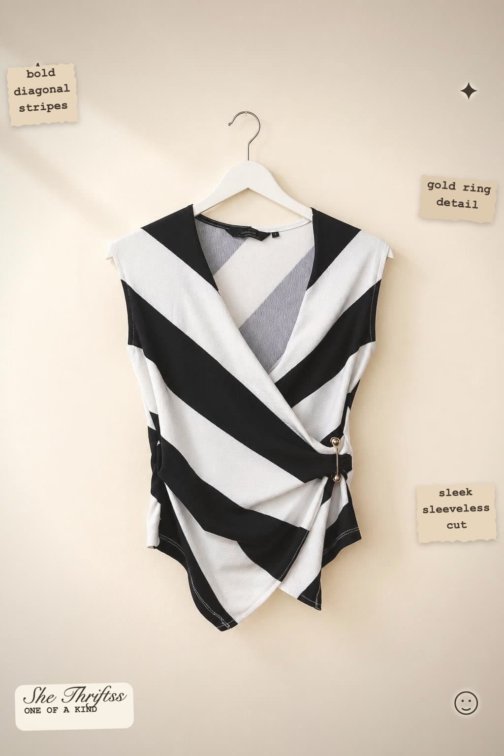 Monochrome diagonal wrap top
