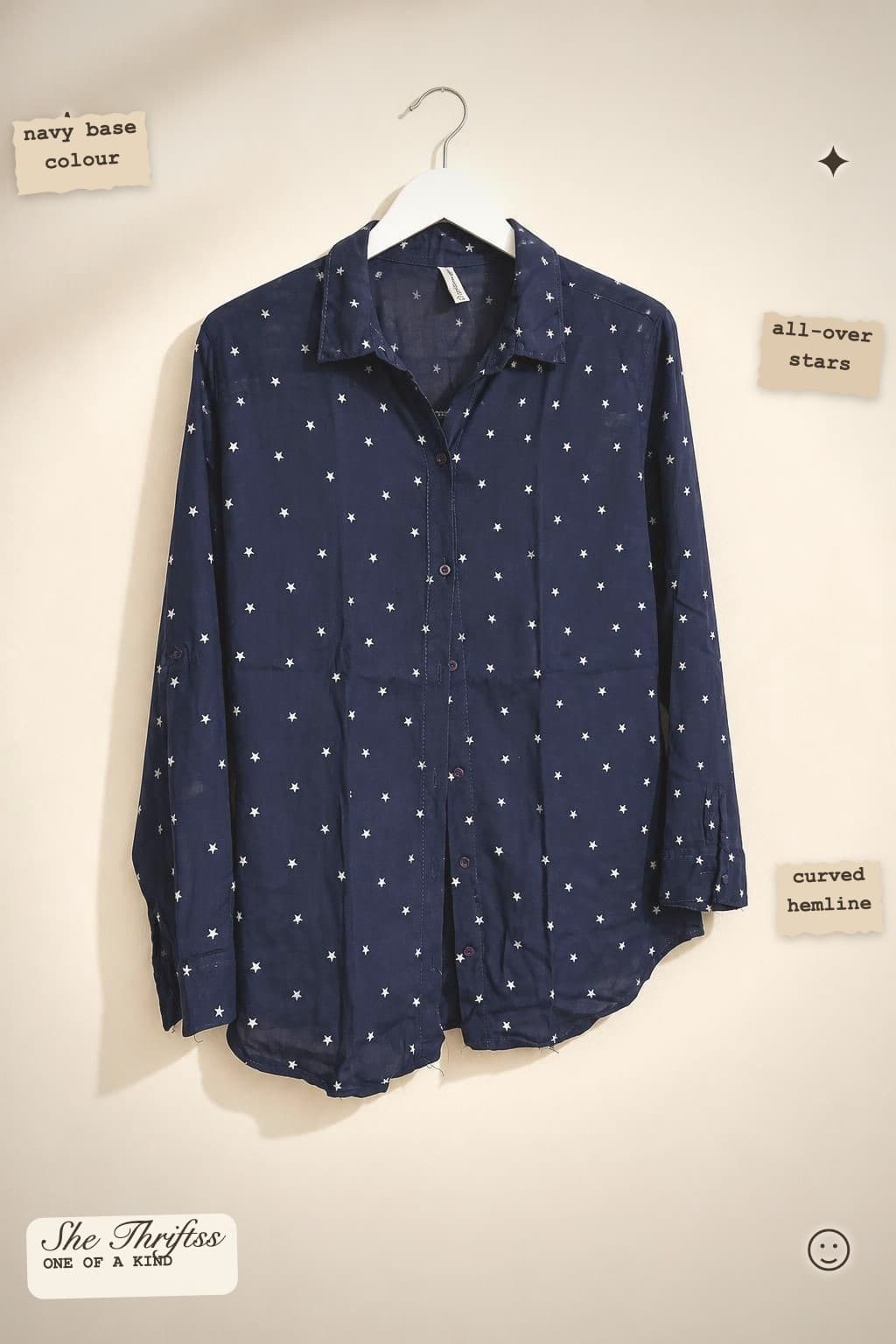 Navy star print shirt