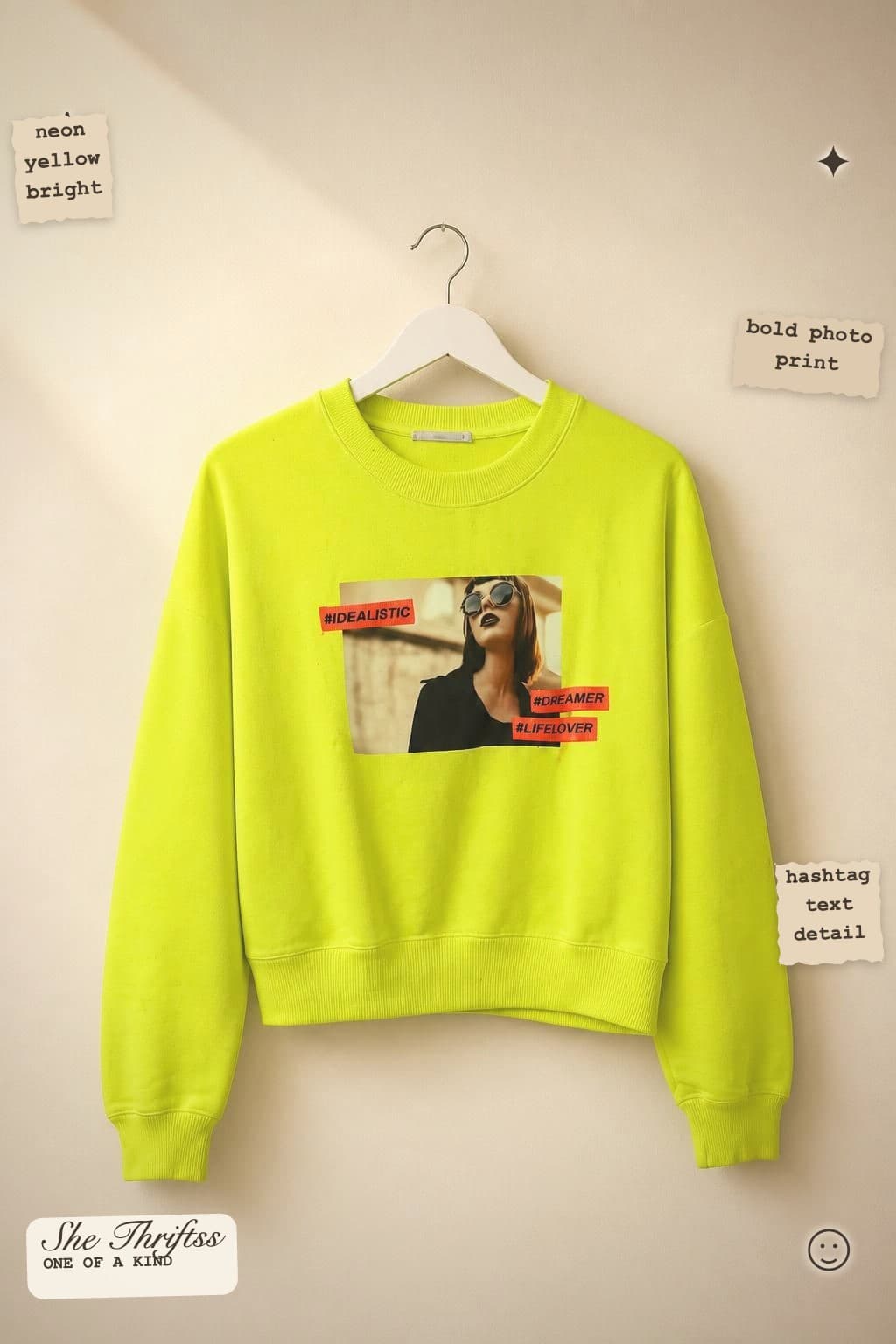 Neon yellow photo sweatshirt
