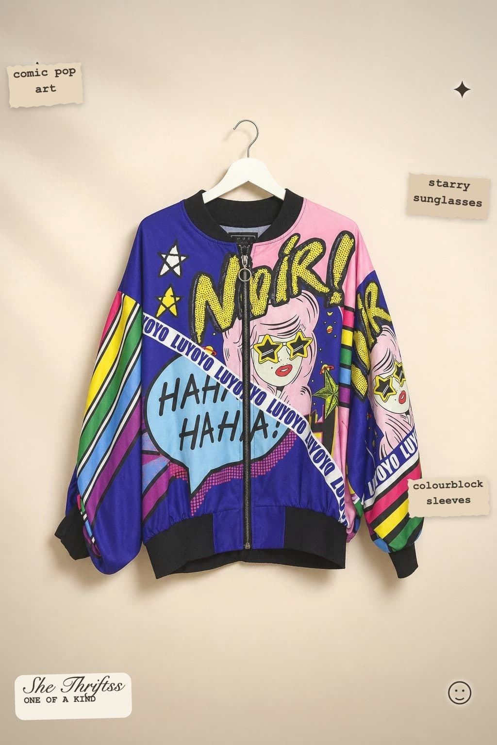 Noir graphic bomber oversized