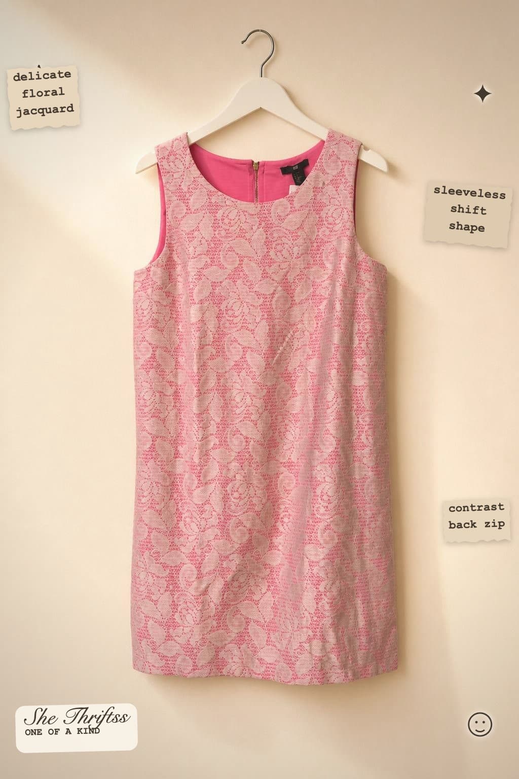 Pink floral jacquard dress