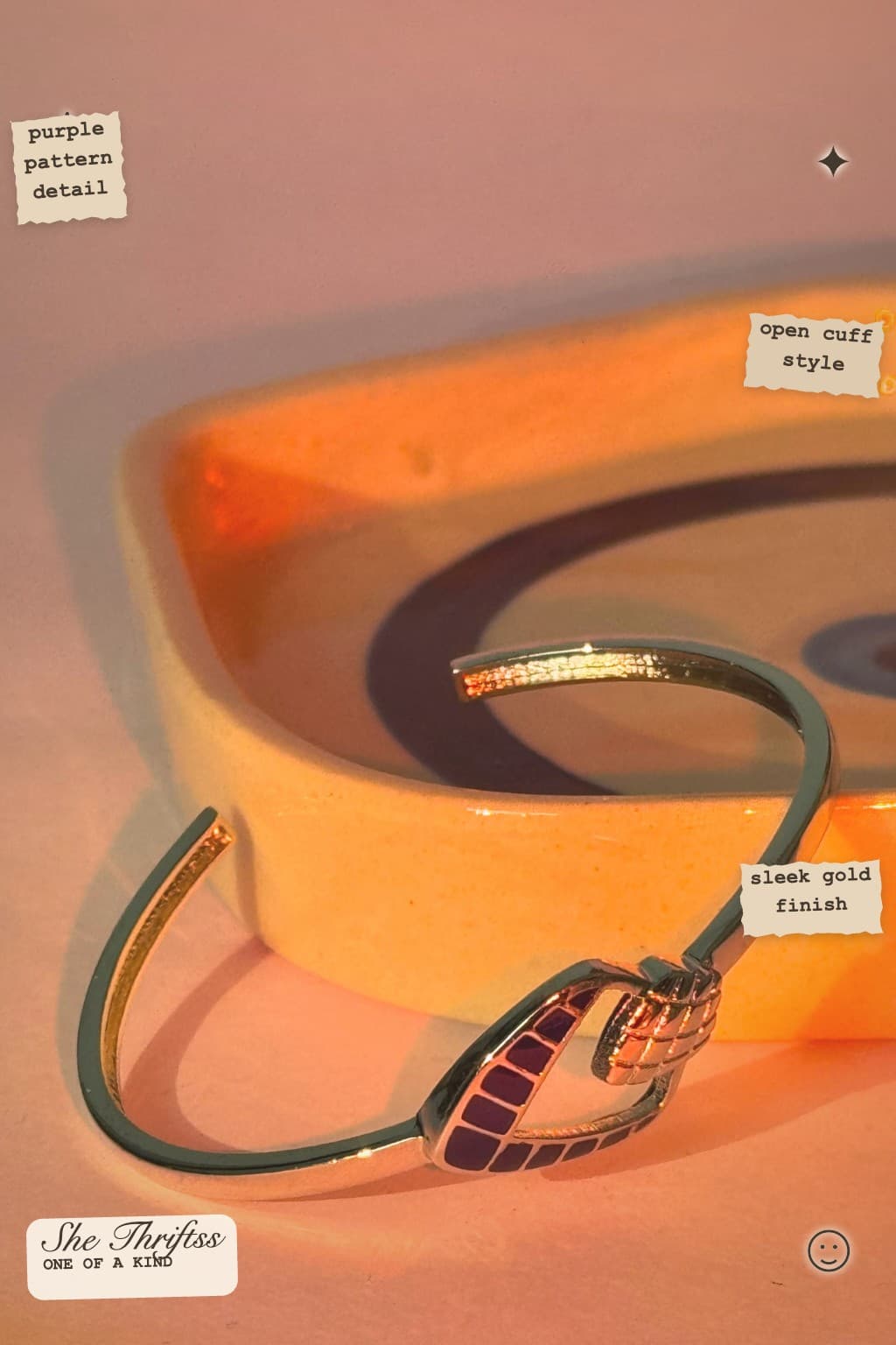 Purple Inlaid Cuff Bangle