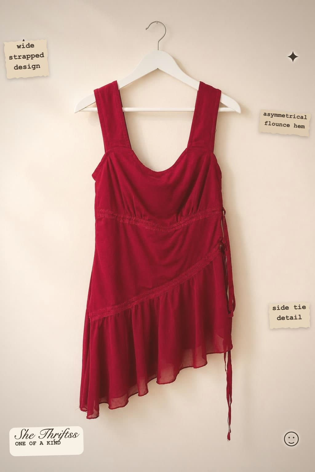 Red draped sleeveless top