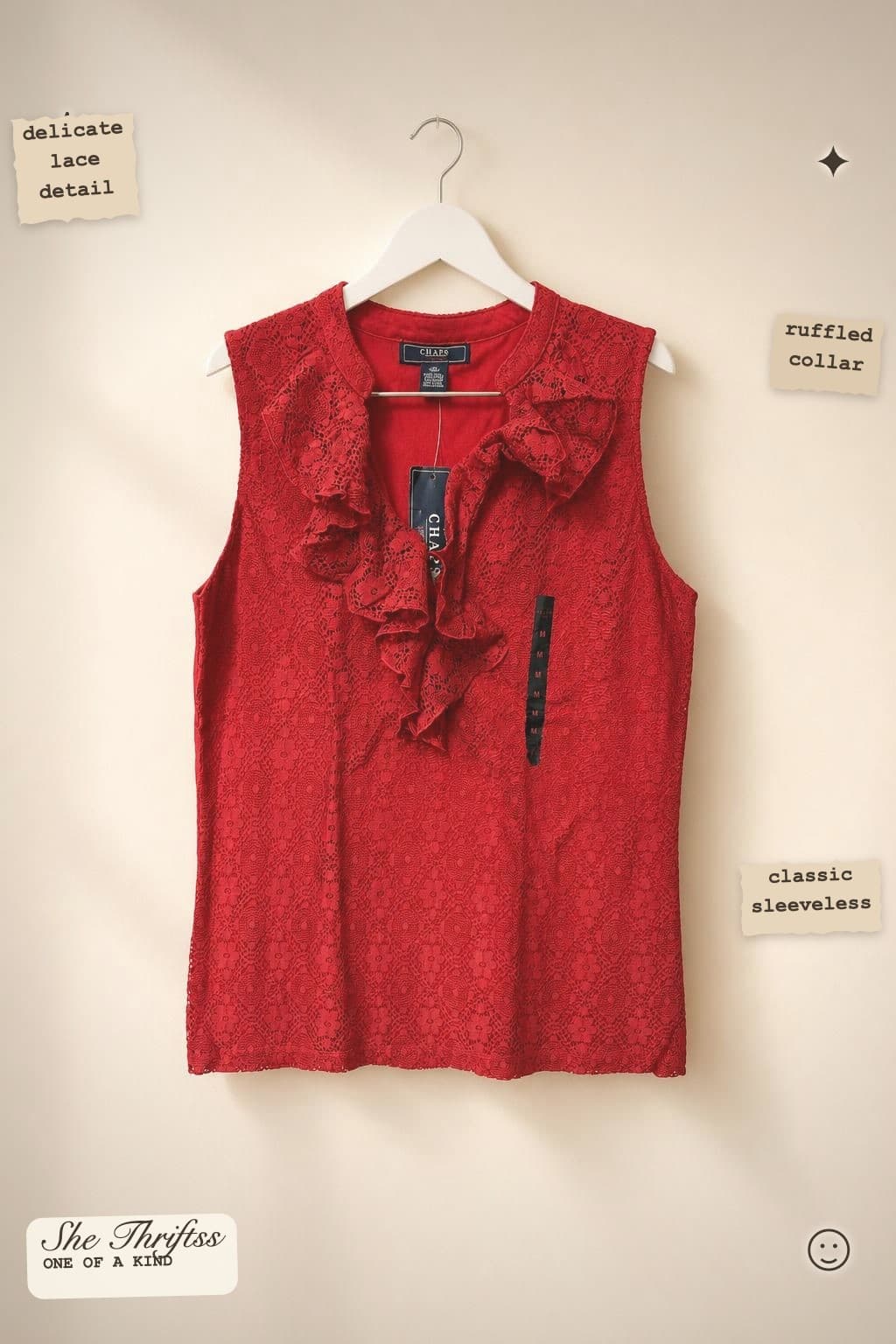 Red lace ruffle top