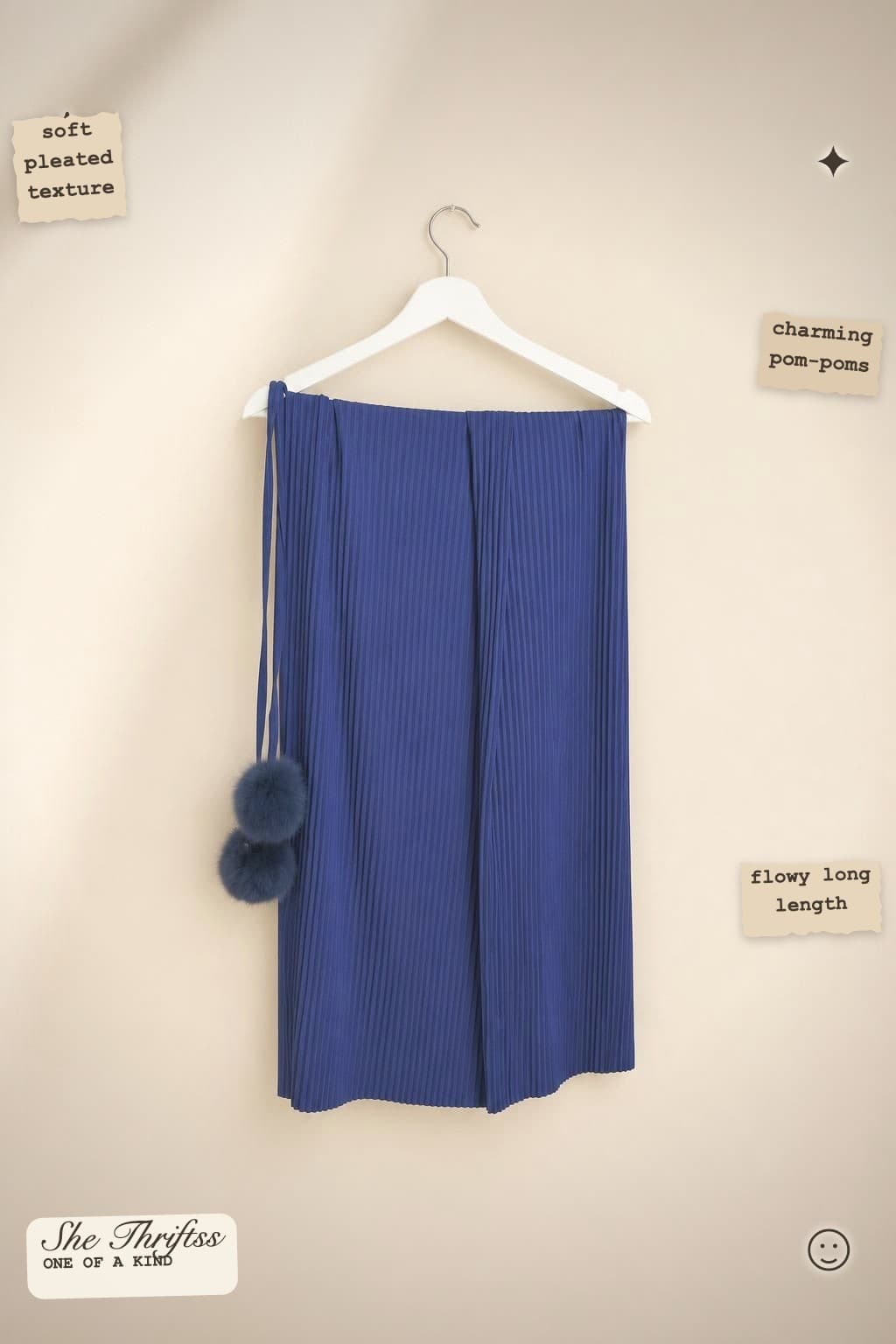 royal blue pleated skirt