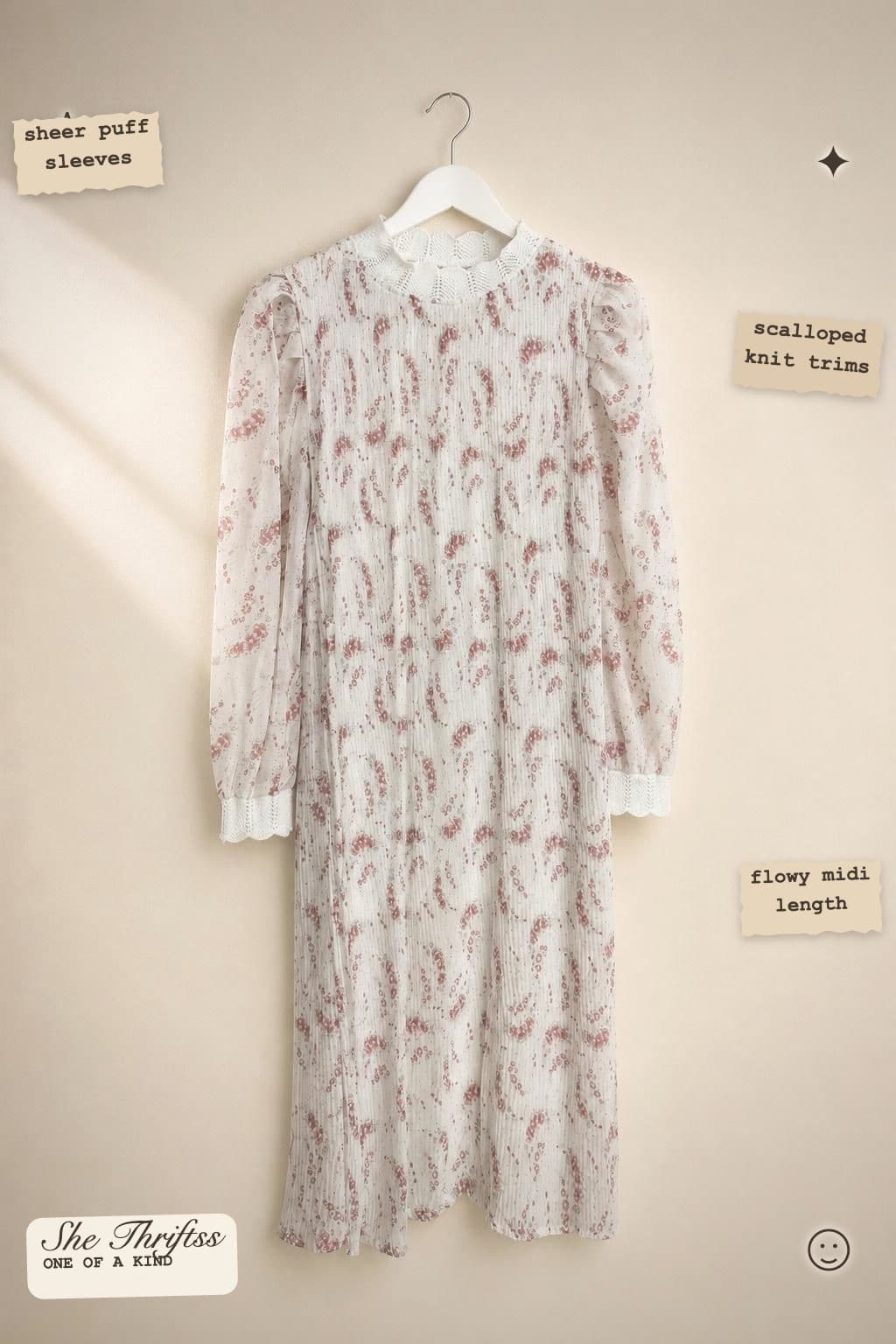 Sheer floral midi dress