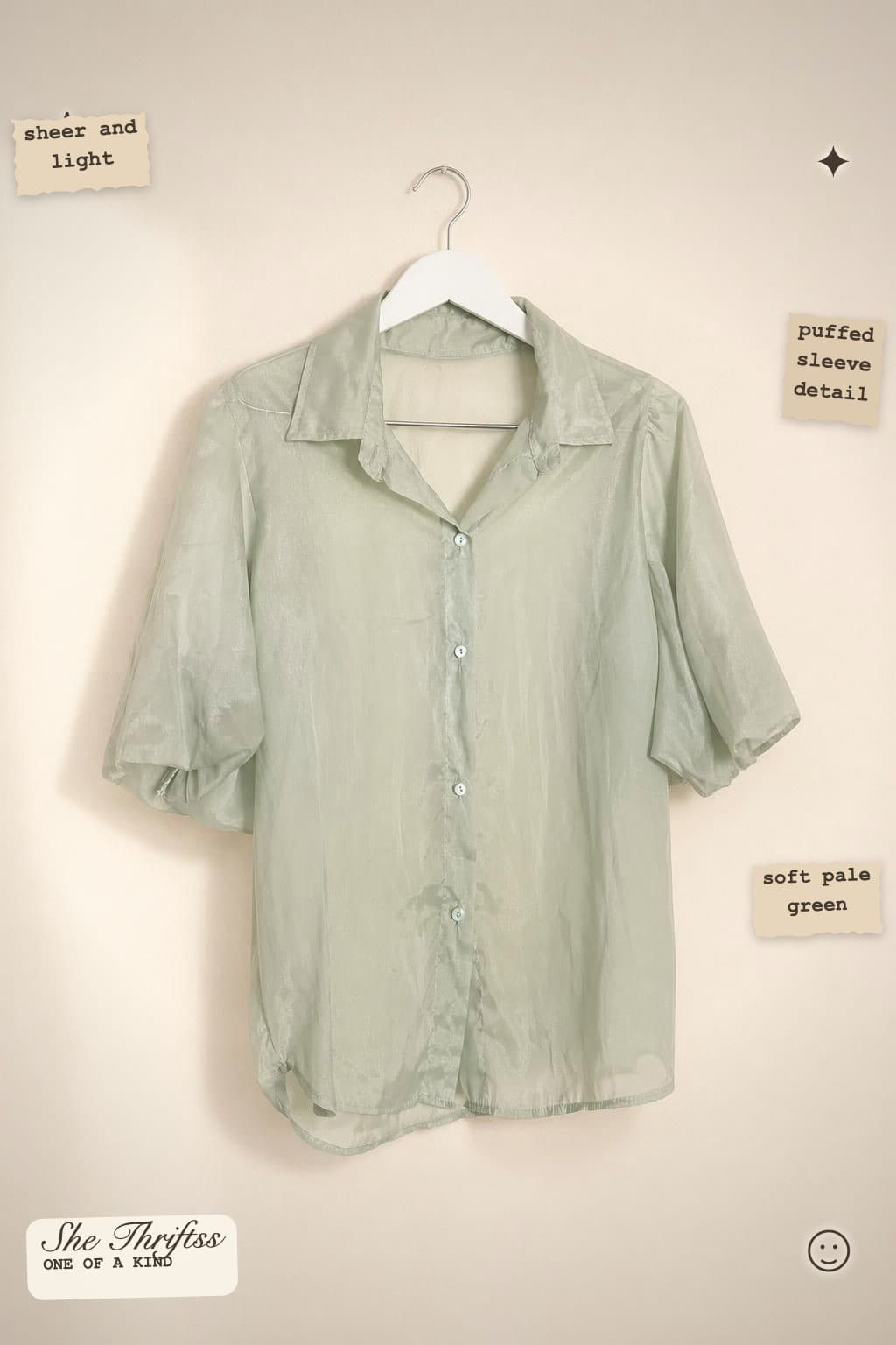 Sheer pale green Netted top