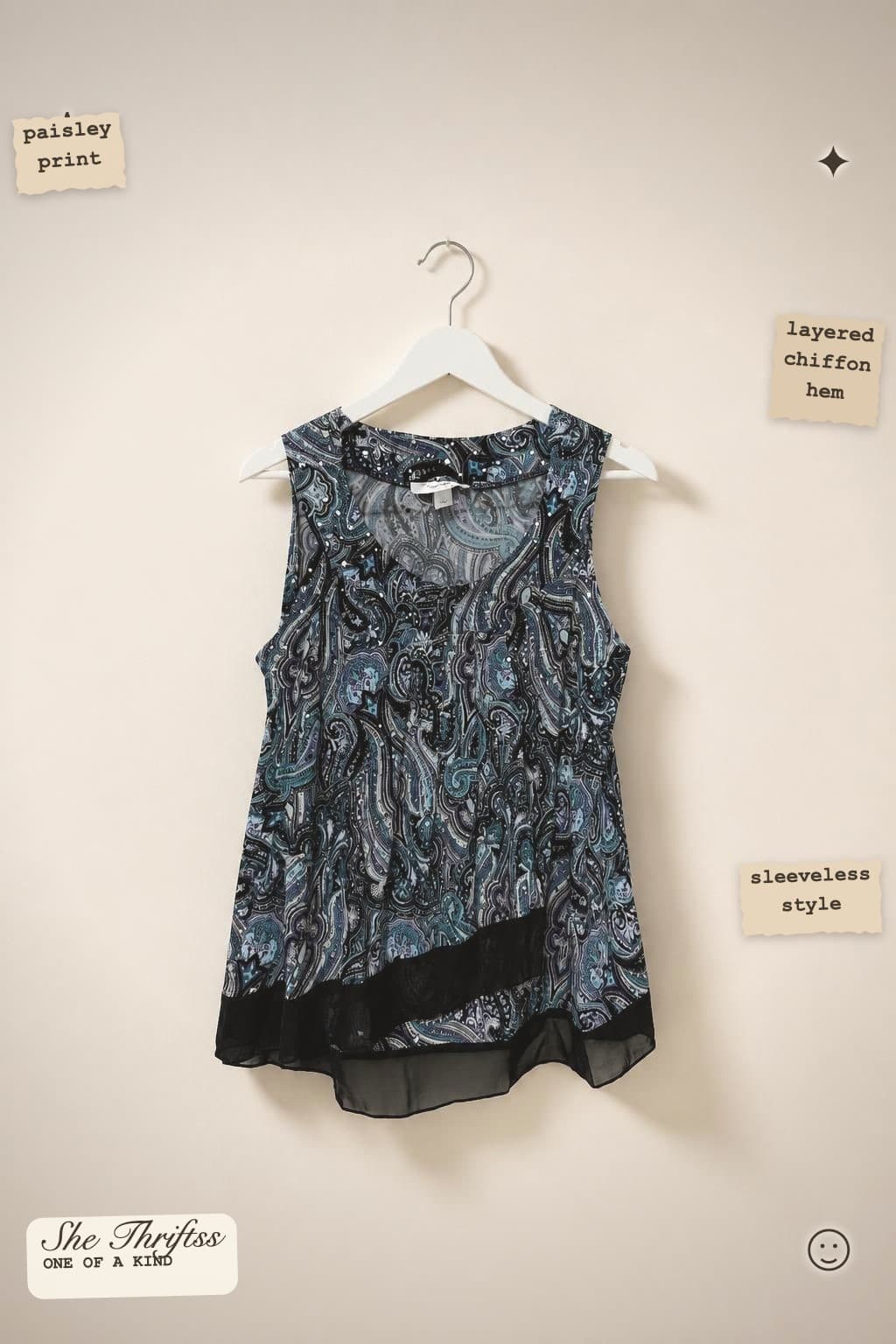 Sleeveless paisley blouse