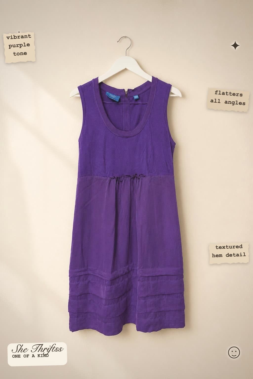 Sleeveless purple panel dress