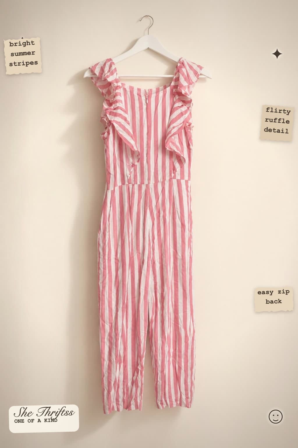 Striped ruffle jumpsuit