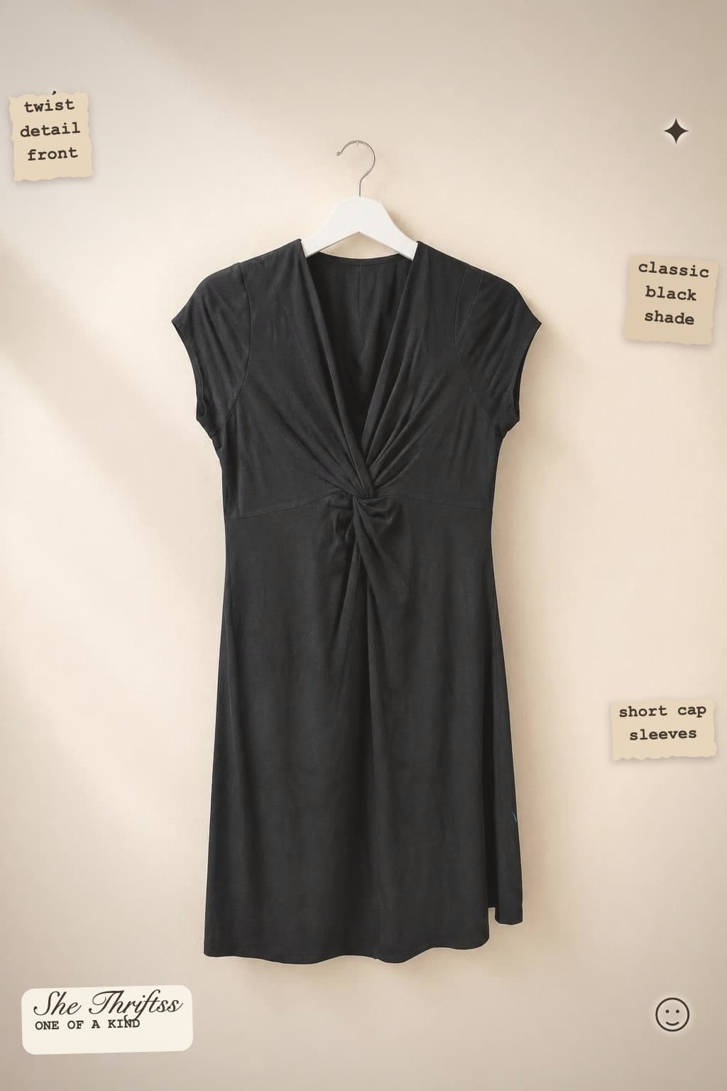Twist front black dress