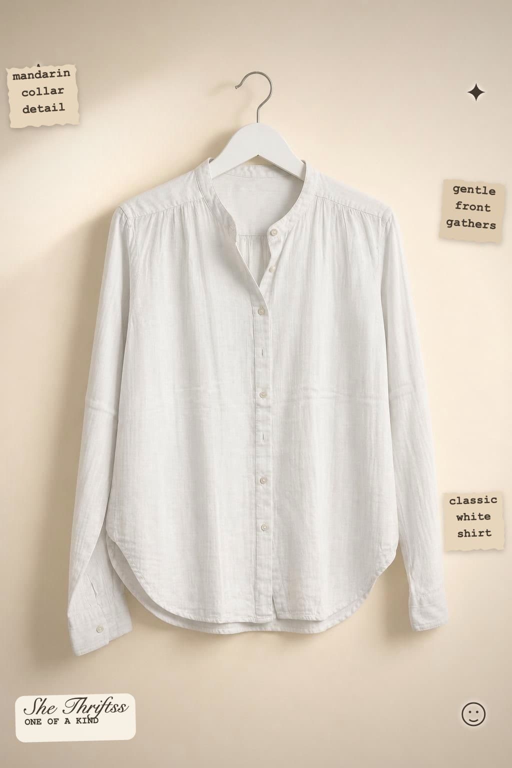 White Mandarin collar shirt