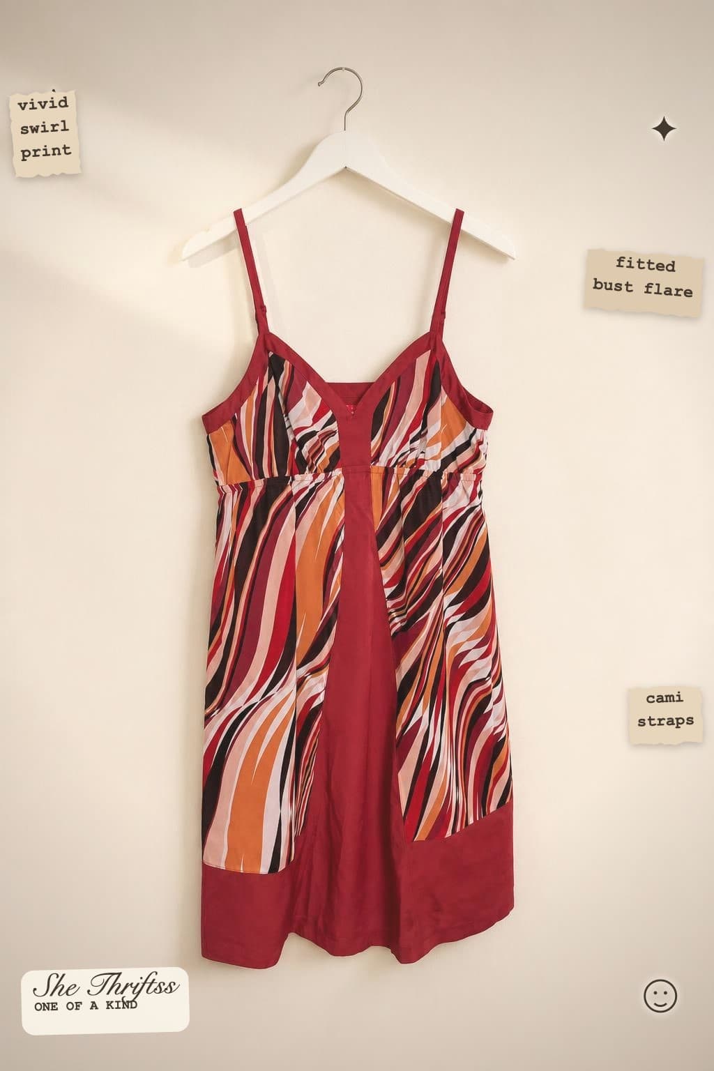 Y2K Coded Vibrant swirl cami dress