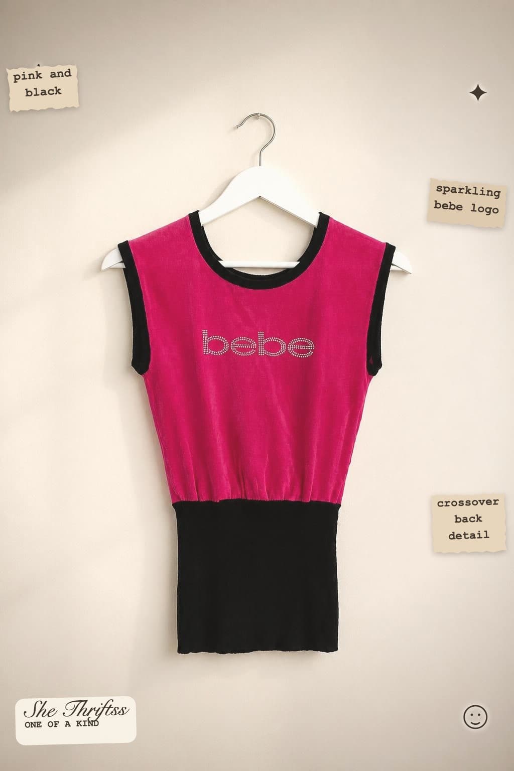 Y2K Fitted bebe colourblock backless top