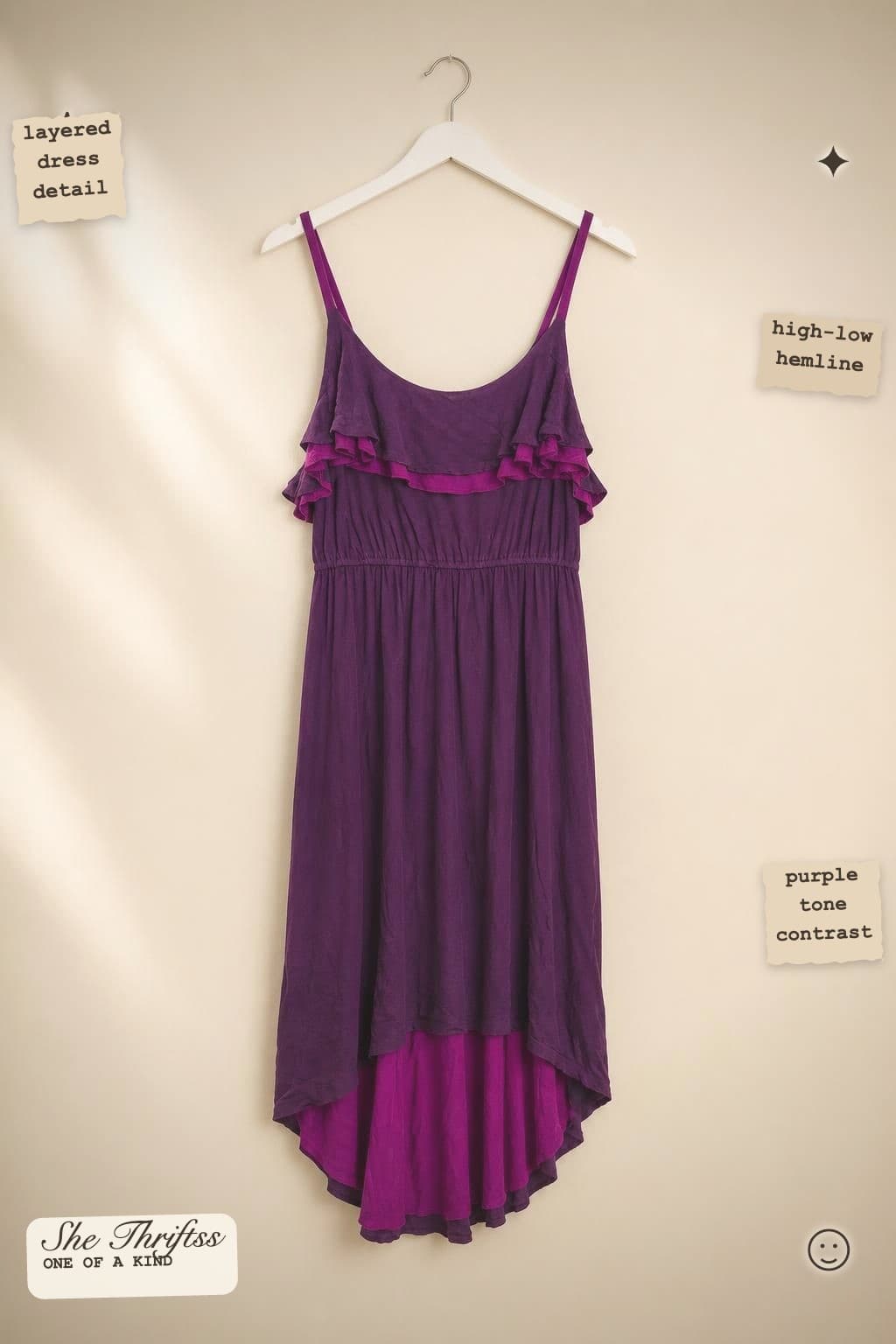 Y2K Inspired Layered purple midi dress