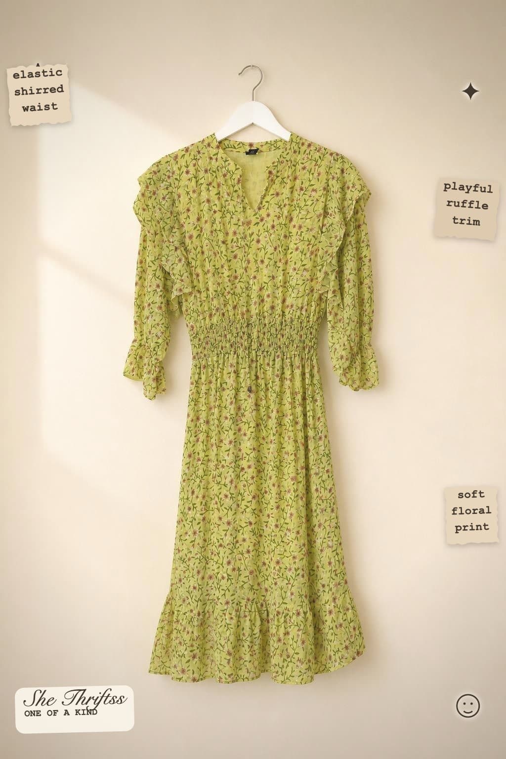 Yellow floral ruffle dress