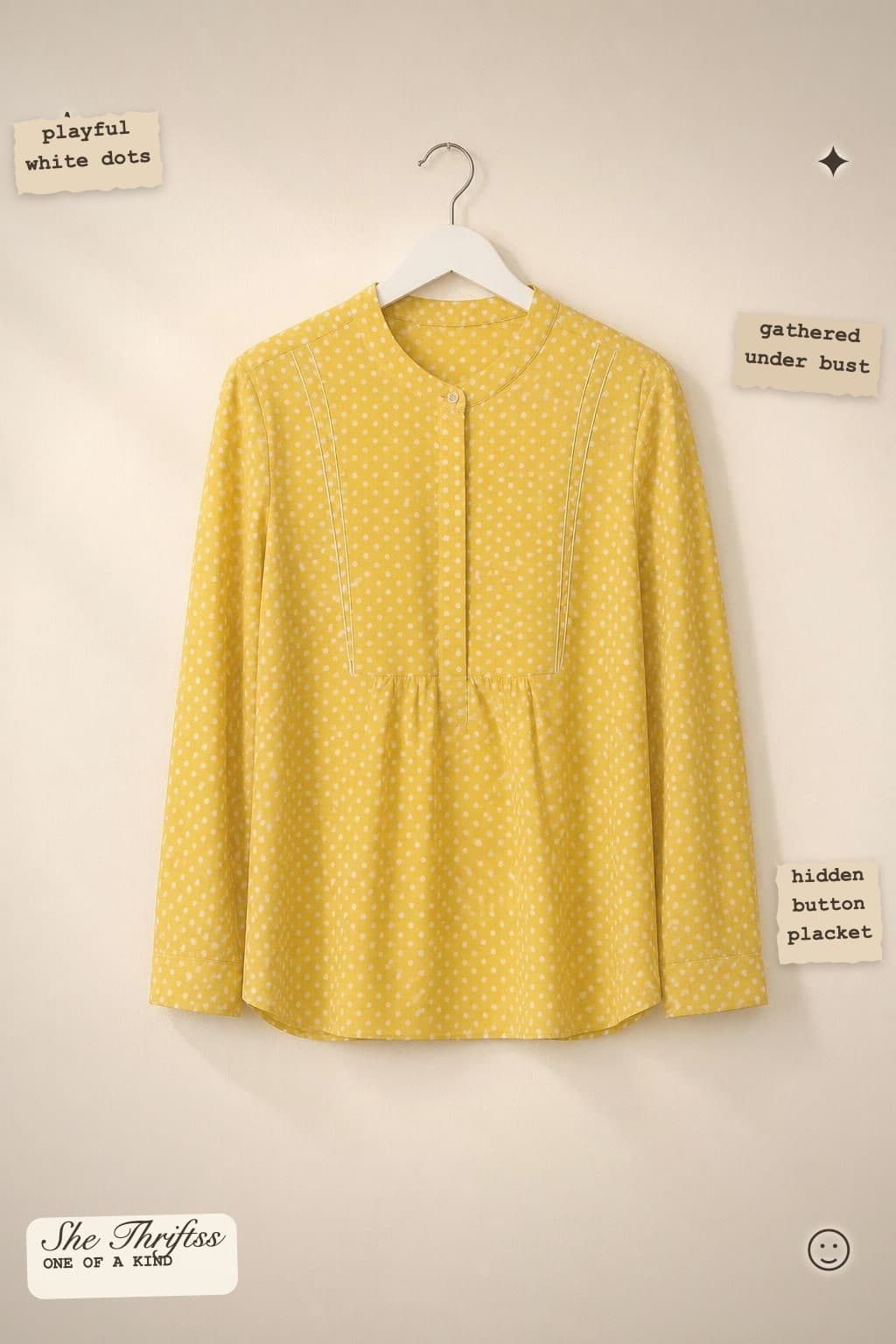 Yellow polka dot blouse
